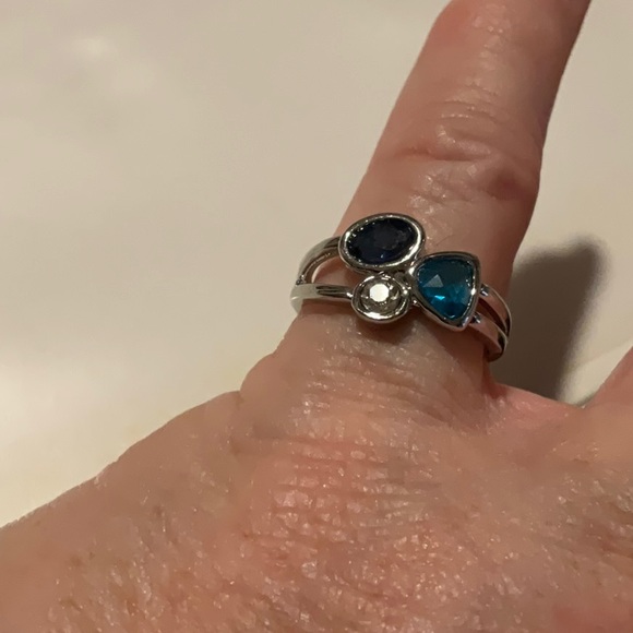 Silver Size 8, Aquamarine, Sapphire & Zirconia Crystal - Picture 8 of 8